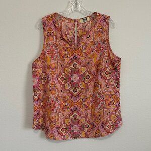 VERSE Made in USA Sleeveless V-Neck Colorful Boho Geo Blouse  Women's Size XXL.